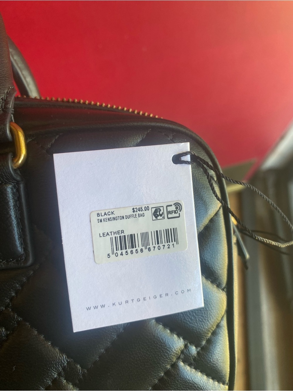 Kurt Geiger NWT Black Leather Small Duffle/Crossbody with Crystal Gold Eagle - Picture 10 of 12